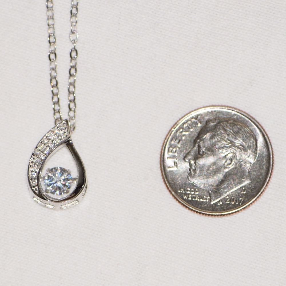 White Gold Plated 925 Silver Dancing Pendant - Picture 3 of 3